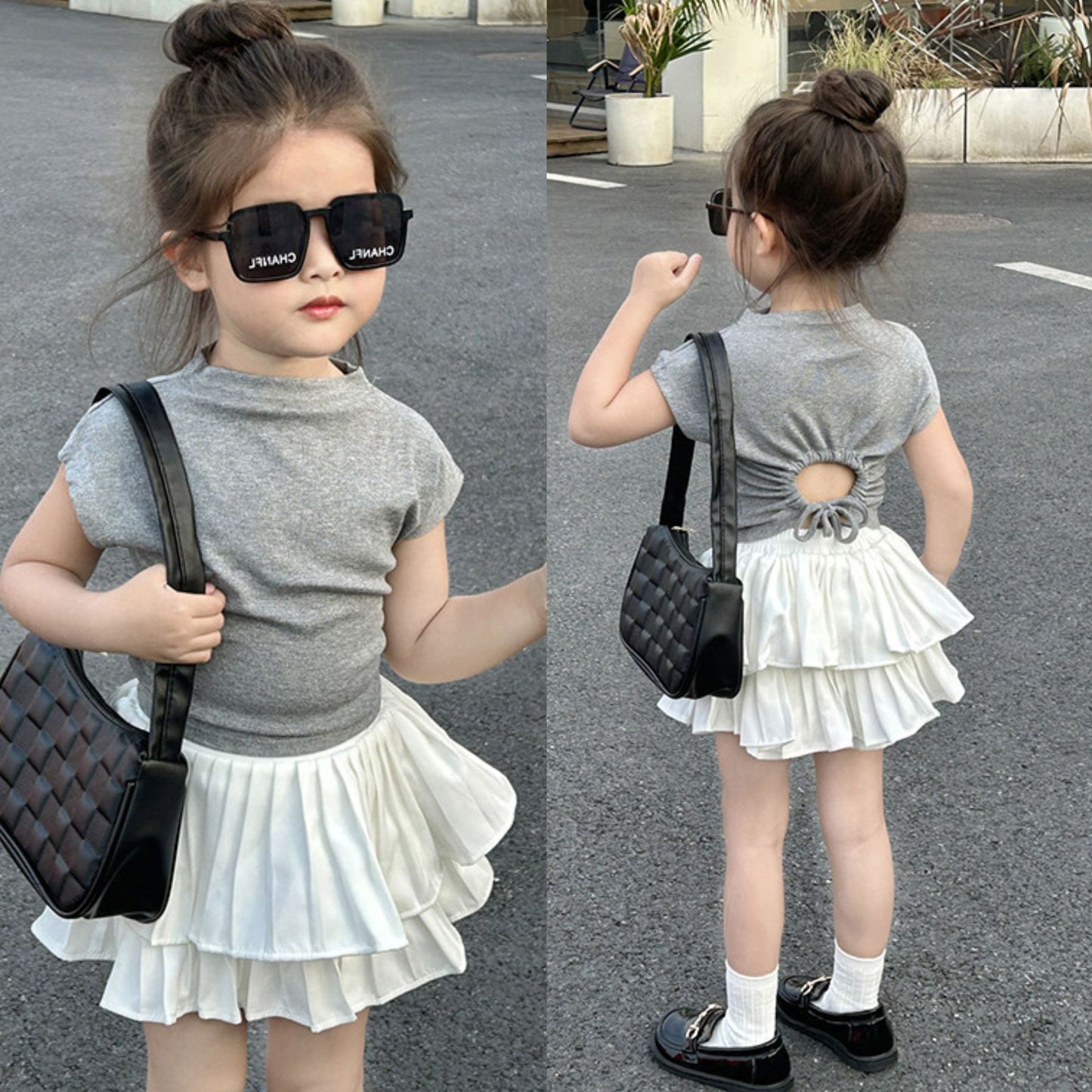 طقم تنورة ابيض