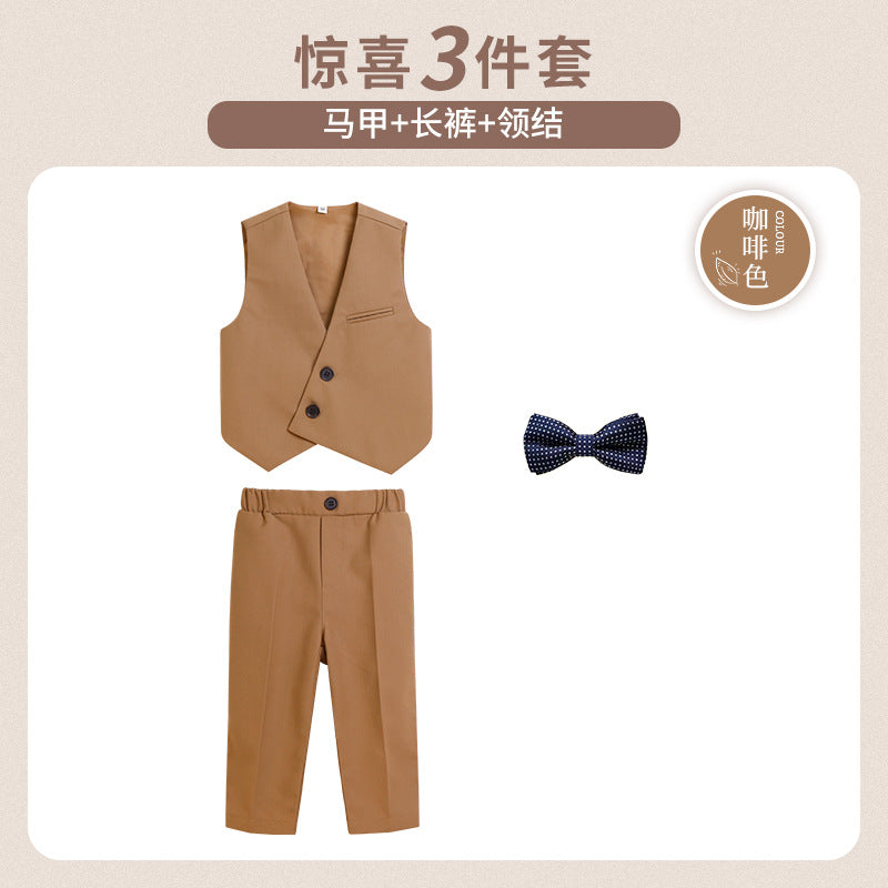 طقم ولادي خردلي بدون سترة