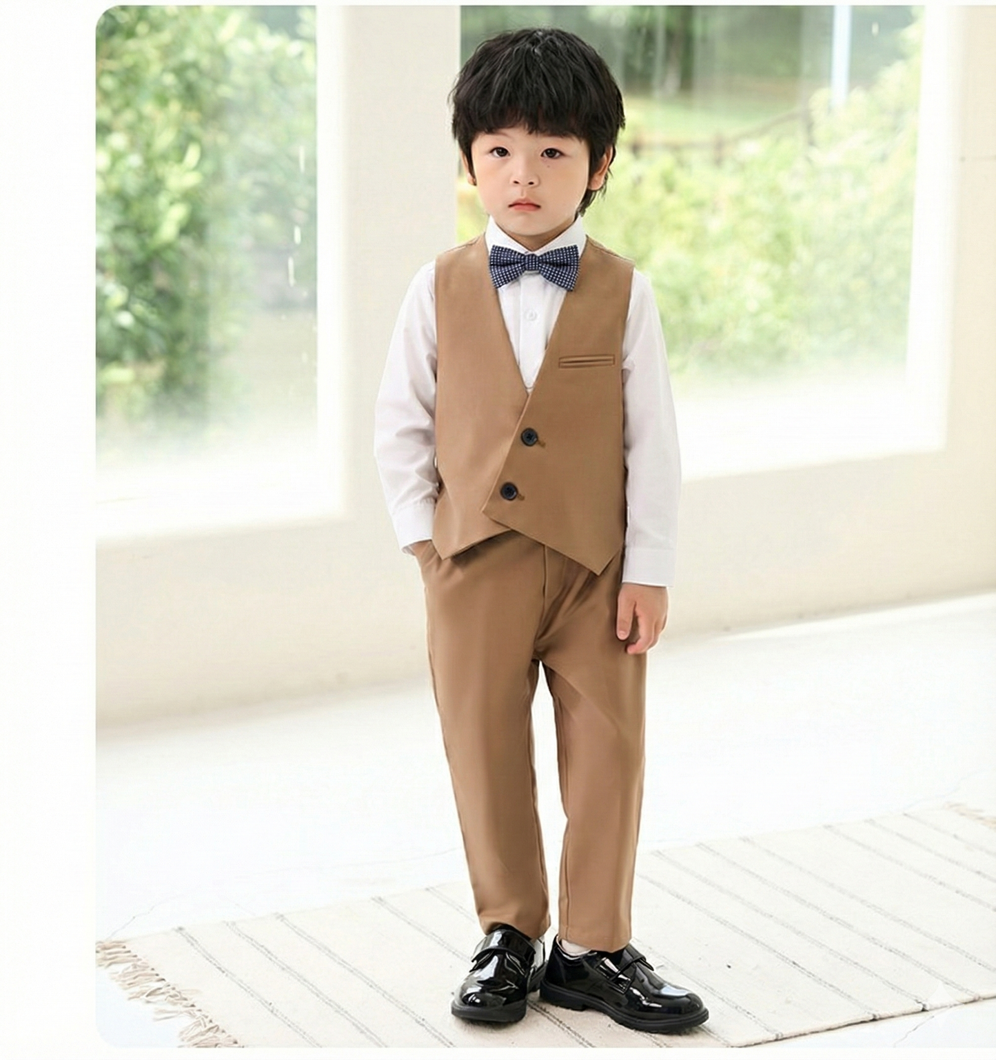 طقم ولادي خردلي بدون سترة