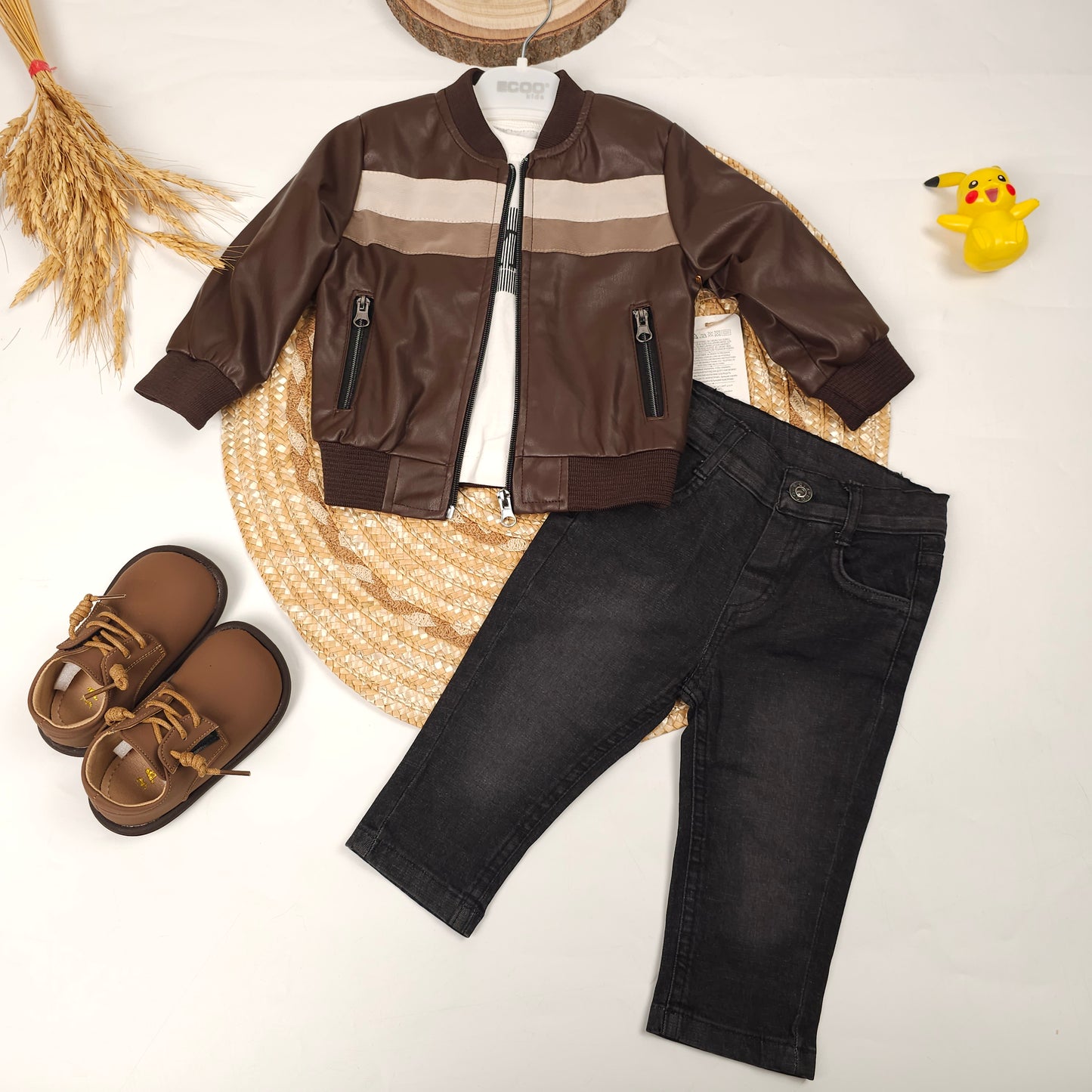 طقم ولادي بيبي قمصلة جلد ثلاث الوان