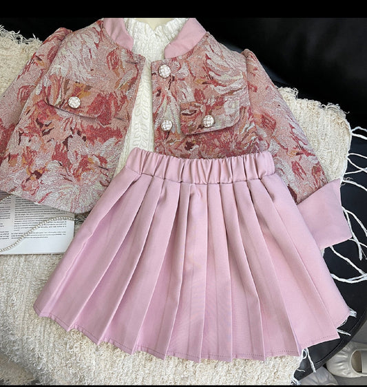 طقم بناتي مشجر قطعتين